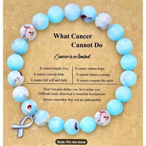Inspirational Beaded Cancer Survivor Breast Unisex Gift bracelet Pin Red Stone